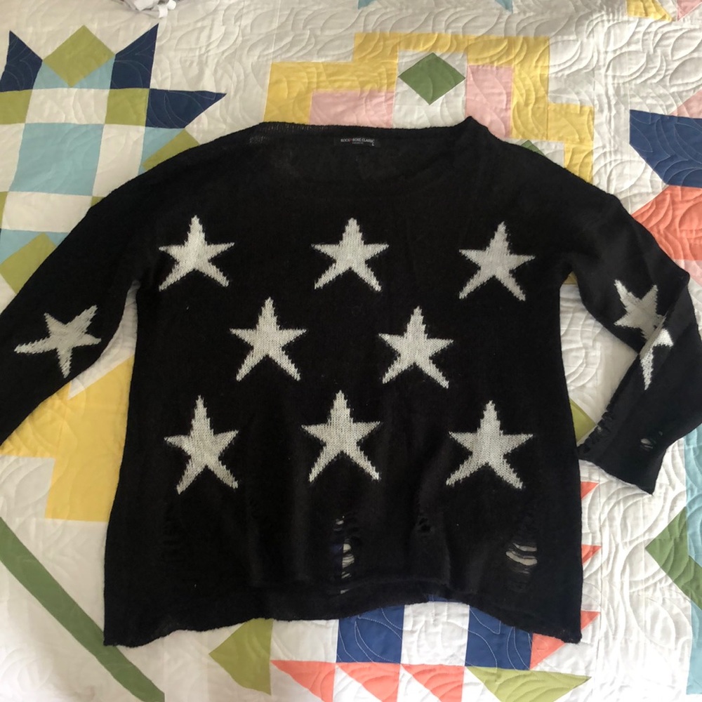 Destroyed, gauzy star-print top